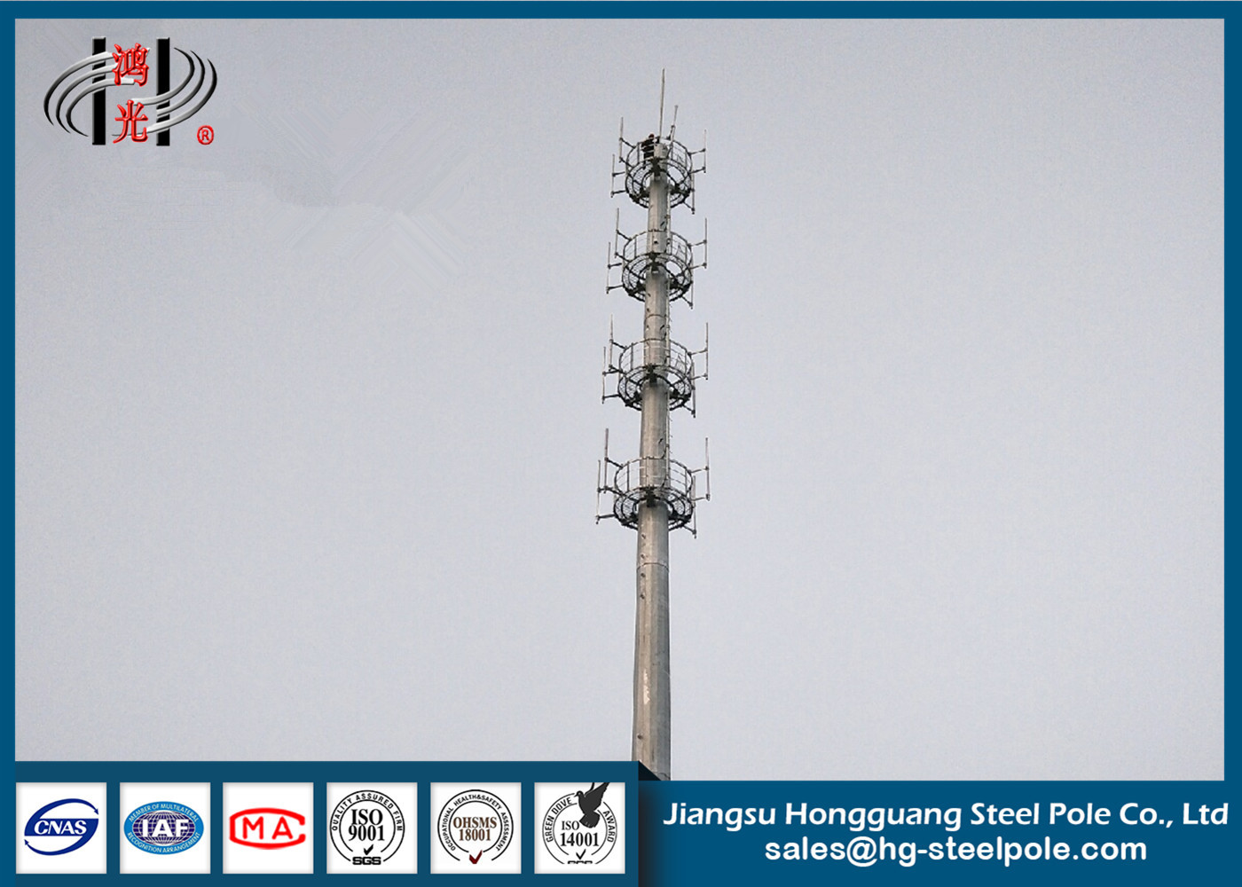 प्रसारण के लिए लघु निर्माण चक्र के साथ बहुभुज एचडीजी दूरसंचार टावर्स